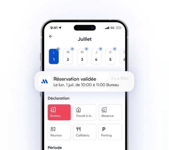 Affichage d’un horaire mobile pour la gestion des réservations d’espaces et de salles de réunion