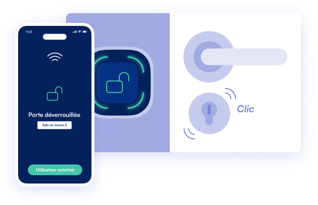 Système de réservation avec contrôle d’accès automatique : ouverture de la salle déclenchée par badge ou serrure connectée selon la réservation confirmée.
