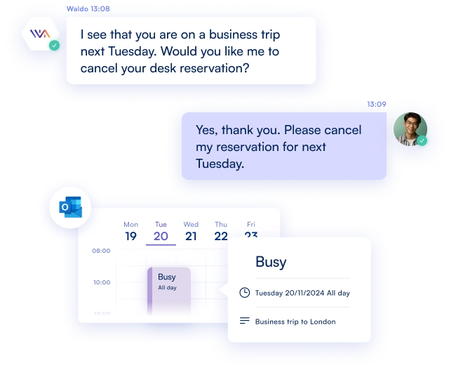 Autonomous flex office solution integrated with Teams and Outlook