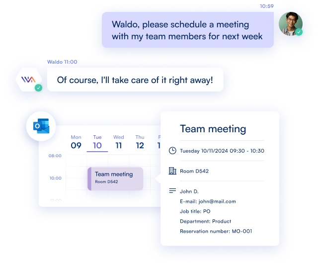 Intelligent meeting planning in a room with flex office solution and Teams